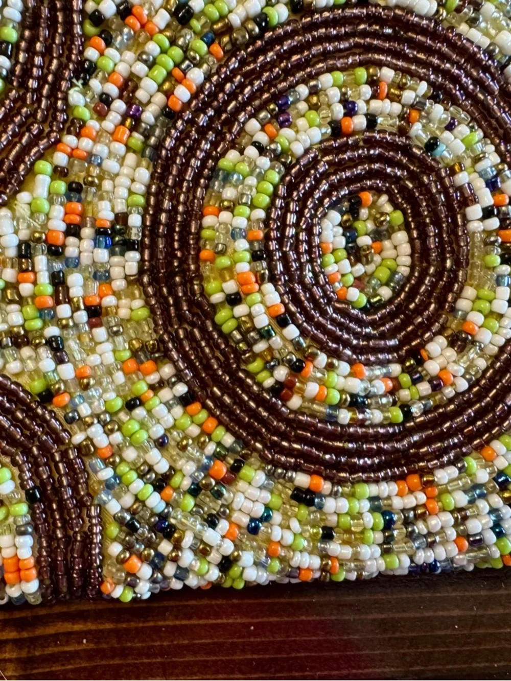 Beaded Boho Multicolor Circle-Pattern Wristlet Wallet
